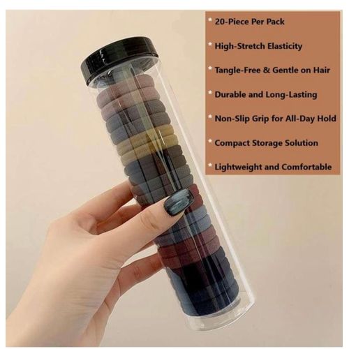 product_image_name-DELUXE-LUXE High-Stretch Elastic Hair Rings - 20-Piece Pack with Storage Container-3