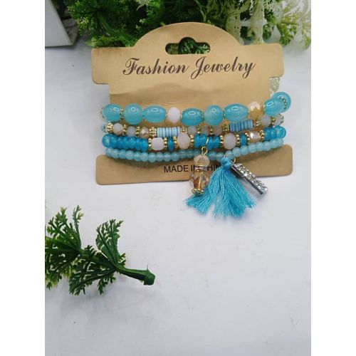 product_image_name-Fashion-Multilayer Tassel Charm Hand Beaded Bracelet Set - Navy Blue-1