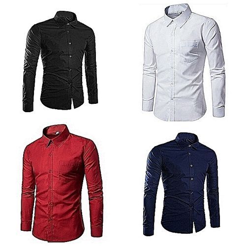Fashion Four-In-One Fitted Men's Shirts-Black,White,Wine,Navy Blue ...