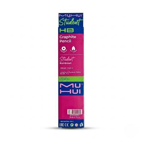 Muhui Student Rainbowl HB Graphite Pencils, 12 Pieces Pack, Non Toxic Hexagonal Writing Pencils - image 3