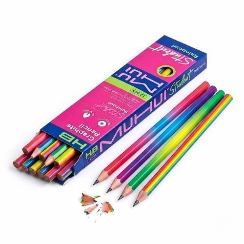 Muhui Student Rainbowl HB Graphite Pencils, 12 Pieces Pack, Non Toxic Hexagonal Writing Pencils - image 5