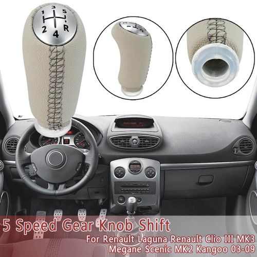 5 Speed Real Leather Gear Stick Shift Knob FOR RENAULT MEGANE MK3 CLIO MK3  LAGUNA MK2