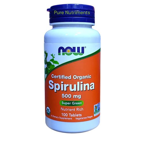 product_image_name-Now-Certified Organic Spirulina 500mg – 100 Tablets for Energy & Wellness-1