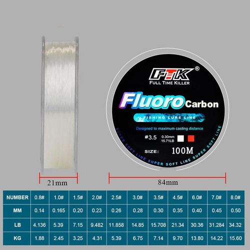 Generic Fishing Line 100m Fluorocarbon Fishing Lure Line 4.13-34.32lb  Carbon Fiber Leader Fly Fishing Line Super Soft Line Pesca