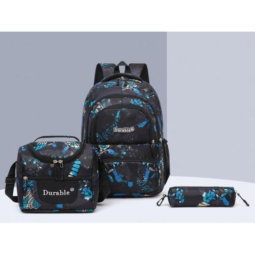 Durable  3-in-1 3D School Bag Set for , Lunch Bag & Pencil Case