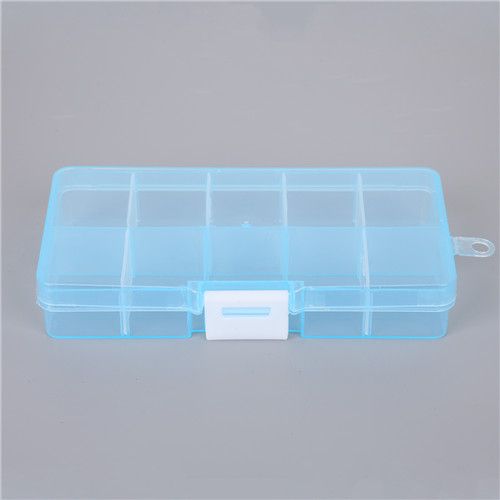 10 Grid Adjustable Transparent Jewelry Storage Box Ring Earring Beads Case  Plastic Portable Organizer Box 12.8 X 6.5 X 2.2cm Mini Container 