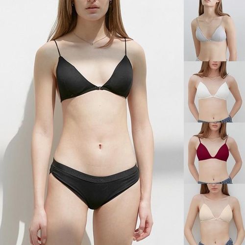 Bralette for Women Girls Teens Low Support Triangle V Neck Bra