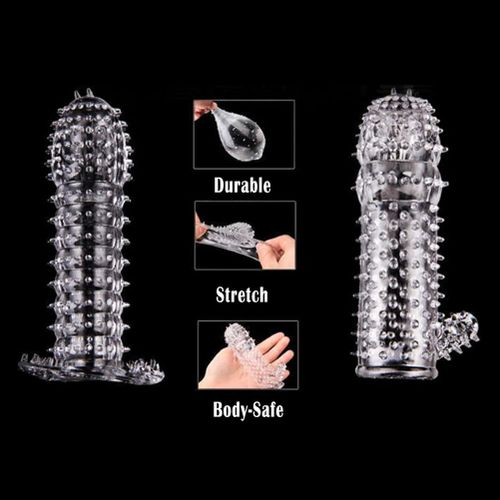 Men Penis Enlarger Extender Sleeve Reusable Condom Body Safe Silicone Time  Delay