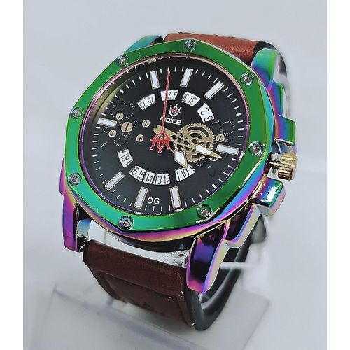product_image_name-Fashion-Men Brown Leather Wristwatch-2