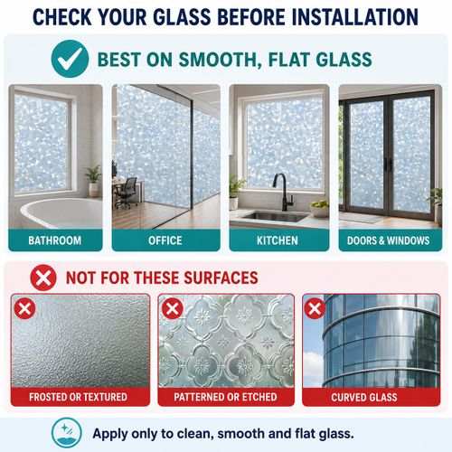 Cloudoon Window Sticker, 3D Diamond Privacy Film, Static Cling, 50×100cm, Bathroom & Office - image 4