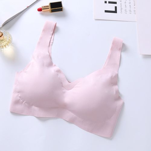 Fashion Seamless Wireless Bra Detachable Pads Gathered Wide Strap Push Up  Bralette