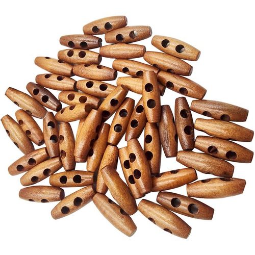 Generic 200x Wood Vintage Sewing Buttons Oval Wooden Toggle Buttons For  Coats