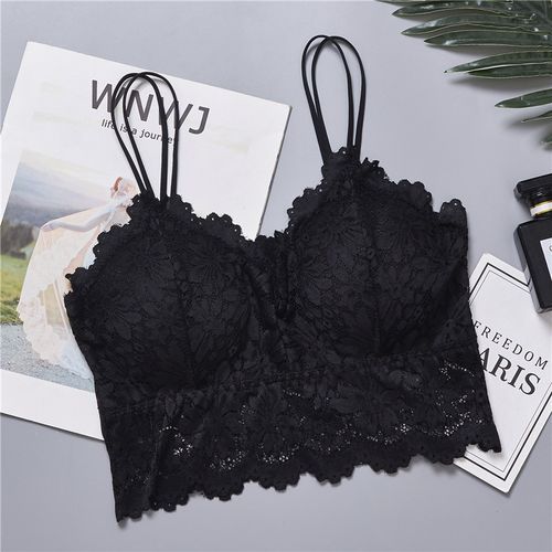 Fashion Black Lace Bra Wireless Plus Size Padded Top Sexy Women Bralet  Seamless