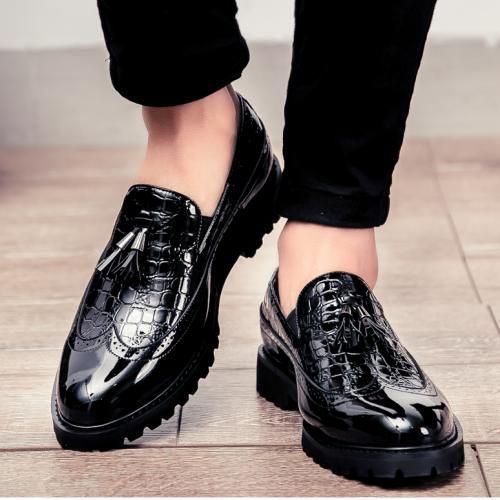 Fashion Big Size Men Glossy Tassel Brogue Leather Shoes-black | Jumia ...