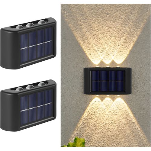 product_image_name-TIMBUTUS-2pcs Solar Outdoor Lights 6LED Beads Up And Down Light Solar Powered Waterproof Wall Light-1