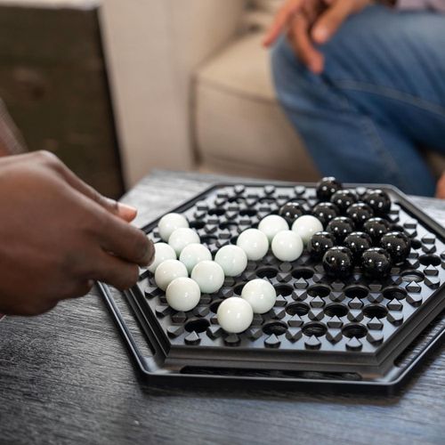 Generic Hexagonal Marble Strategy Board Game for Family, Classic Logic Brain Training Puzzle Game
