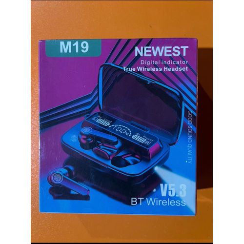 Generic M19 TWS Noise Cancellation Earbud with Torch Light & Touch Control.