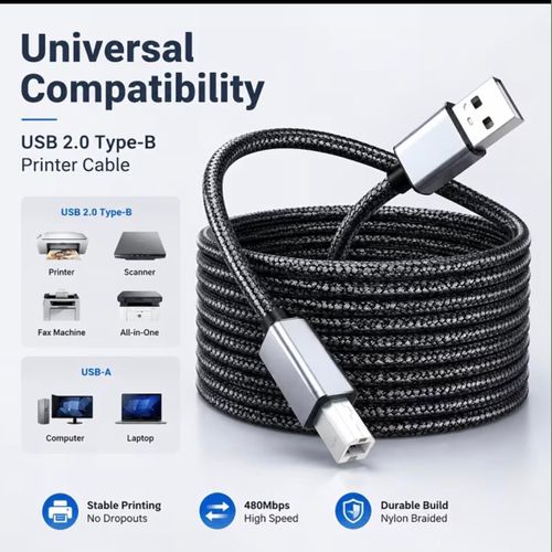 Generic USB Printer Data Cable ( 3 Meter )  – High-Speed USB Type-A Male to Type-B Male - image 2
