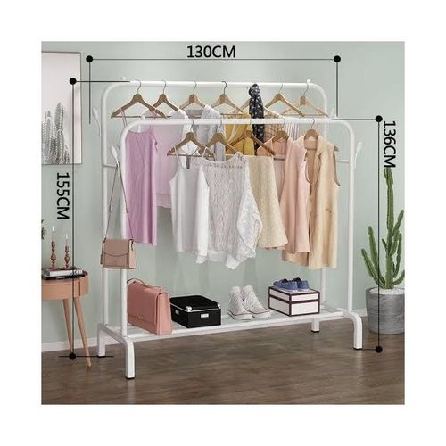 Generic Double Pole Heavy-duty Clothes Rack Metal Hanger