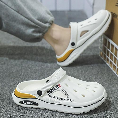 product_image_name-GALUIN-Men's Crocs, Driving Shoes, Non-slip Beach Shoes, Sandals-White-7