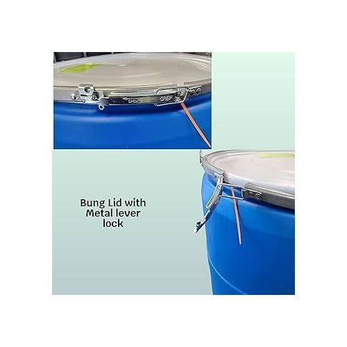 Generic 77 Gallon Plastic Storage Drum Barrel with Quick Lock Lid Ring - Blue - image 2