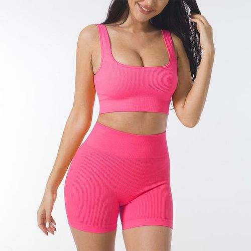 Generic Plus Size Solid Colors Women Seamless Yoga Set Quick Dry