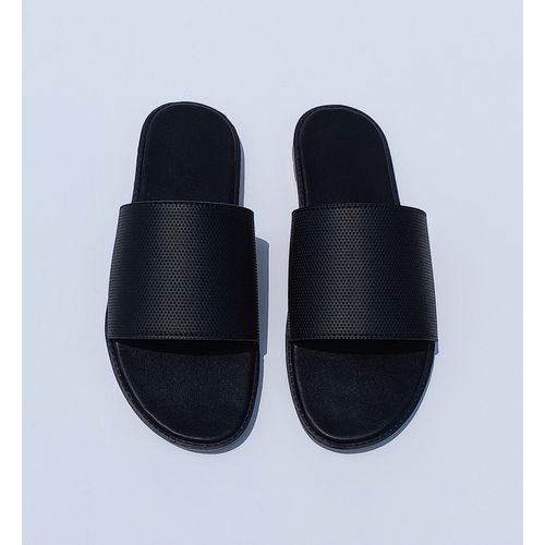 Fashion Mens Black Slide Slippers