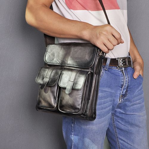Fashion Real Leather Male Design One Shoulder Messenger Bag 