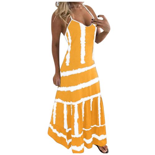 Womens Holiday Boho Dress Ladies Summer Sundress Plus Size Beach Long Maxi  Dress