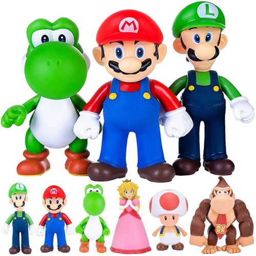 Super Mario Bros Action Figures Mario Luigi Yoshi Donkey Kong Collection  Toys