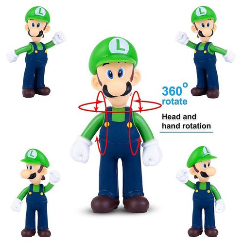 Generic 6Pcs/lot 8_13cm Super Mario Bros PVC Action Figure Toys Dolls Model Set  Luigi Yoshi Donkey Kong Mushroom For Kids Birthday Gifts(#OPP Bag)