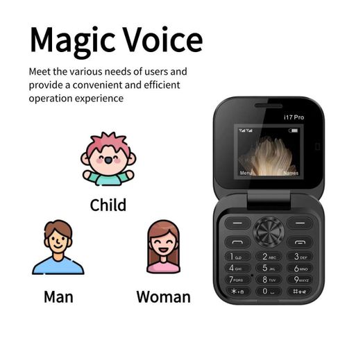 Mtk  i17 PRO Mini Foldable Flip Mobile Phone with FM Radio, Magic Voice Changer, Dual SIM, Camera. - image 2
