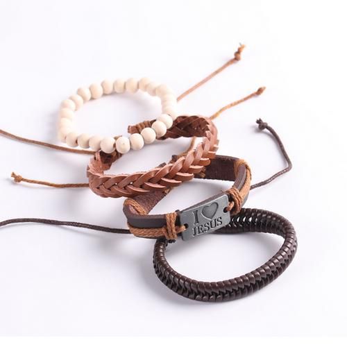 product_image_name-Fashion-European Woven Leather Bracelet Multi-Layer 4in1 Set-2
