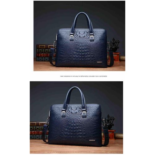 product_image_name-Fashion-Men's Croc Skin Leather Bag Business Briefcase Handbag MacBook Case Laptop Bag Corporate Office Bag Business Bag Gift Item - blue -2