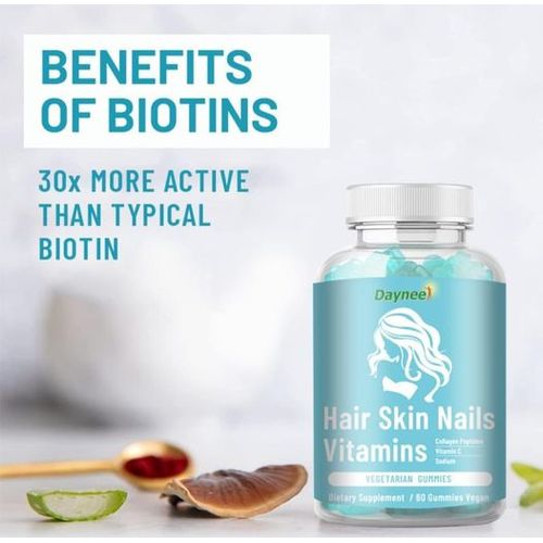 By Nature Hair Skin & Nails Vitamin Gummies - with Biotin, Folic Acid,  Vitamin A, C, E,