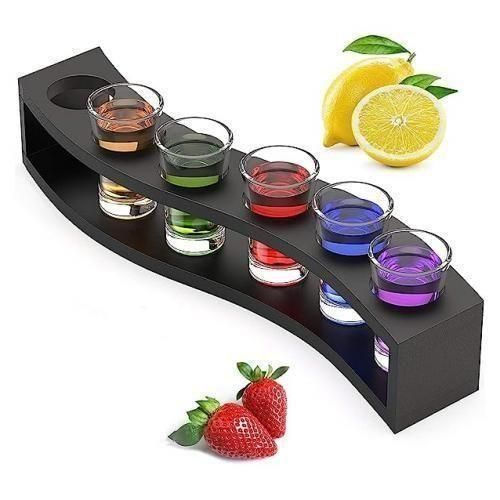 Generic 6 Holes Tequila Bar Shot Glass Rack + 6 Shot Glass - image 2