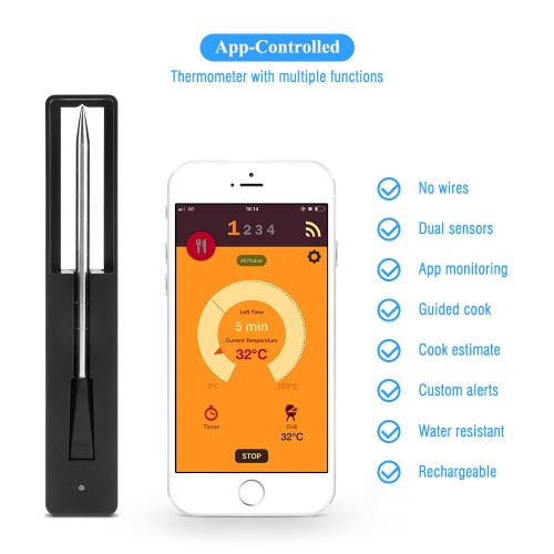 Wireless Meat Food Thermometer for Oven Grill BBQ Steak Turkey Smoker  Kitchen Smart Digital Bluetooth Barbecue Gifts