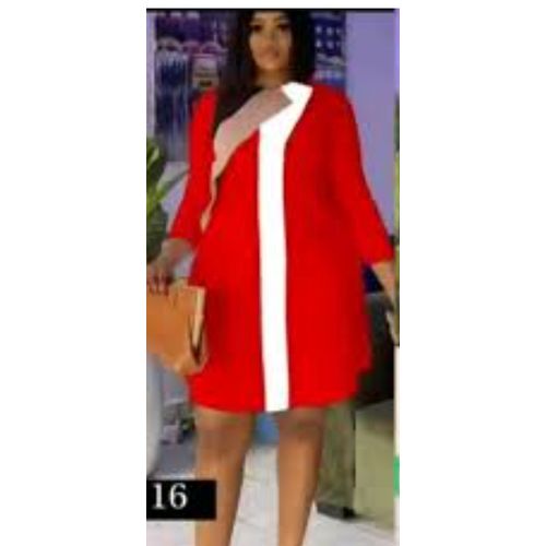 product_image_name-Fashion-Colour Blocking Corporate Dress For Curvy Ladies-Red-1