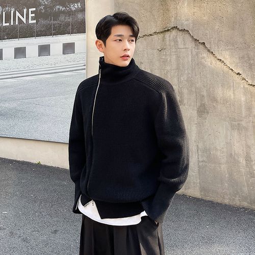 Turtleneck with cardigan men cheap