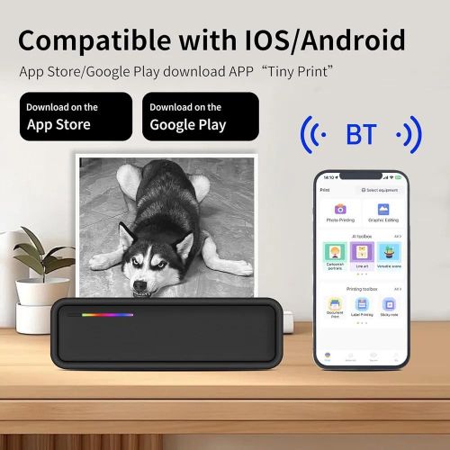 Generic A4 Thermal Inkless Bluetooth Printer Rechargeable Mobile Tabletop A4 Paper Printer
