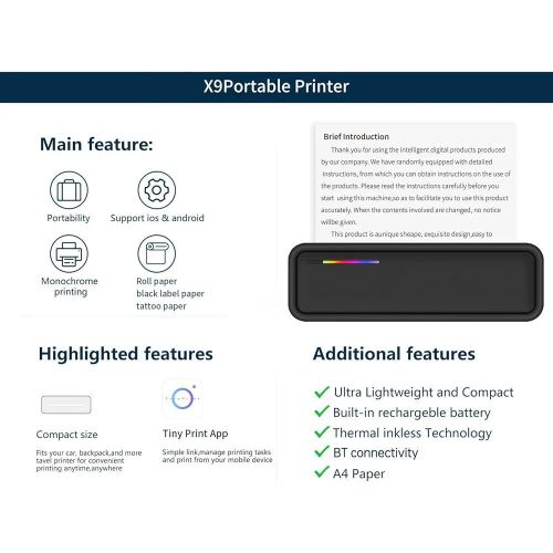 Generic A4 Thermal Inkless Bluetooth Printer Rechargeable Mobile Tabletop A4 Paper Printer - image 6