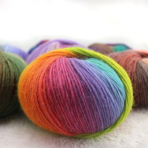 Generic 50g/ball 100%Wool Yarn For Knitting Dyed Rainbow Soft Crochet Yarn  шерсть DIY Hat Scarf Supplier-20