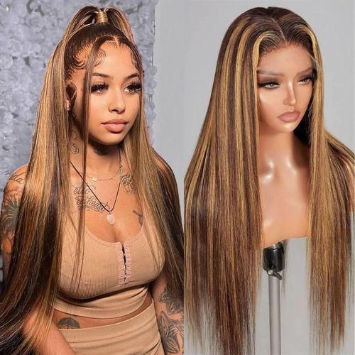 product_image_name-Fashion-Middle Parting Only  Glueless Straight 427 Honey Blonde Lace Front Wig-1