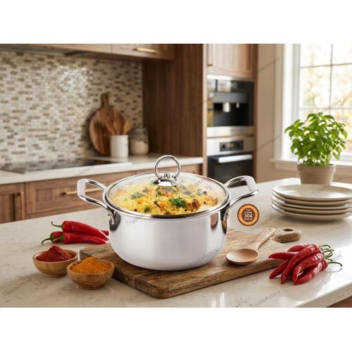 Orange Triply  Stainless Steel Casserole - image 2
