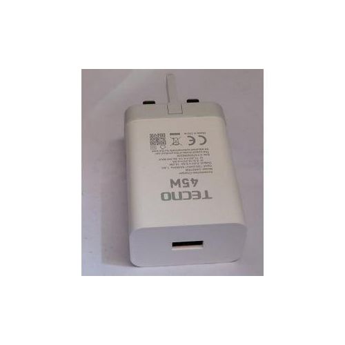 Tecno 45w Fast Adapter Charger With Lightning Cable
