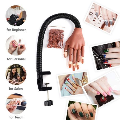 Nail Training Hands for Acrylic Nails, Flexible Nail Practice Hand Training  Kits, Fake Manican Hands for Nails Practice with 300 PCS Nail Tips, Nail  Files and Clipper for Nail Technician and Beginner