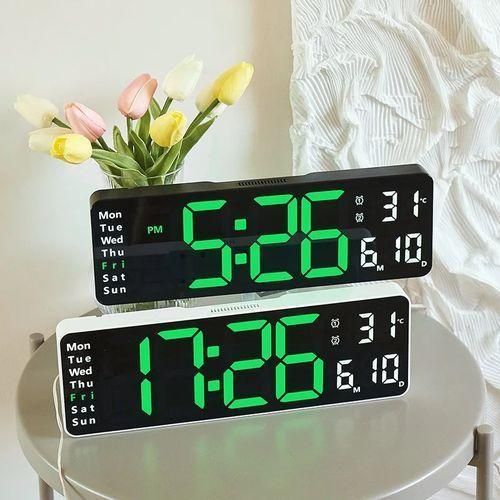 Generic  Digital Table Clock - Black + Days And Temperature Display - image 2
