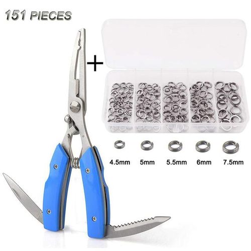 Generic 151pcs Fishing Plier Kit With Stainless Steel Fishing Split Rings  Lure Connector Fishing For Freshwater Saltwater