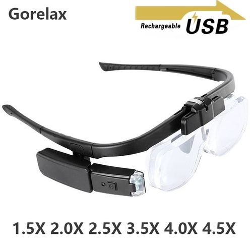 Generic Magnifying GlWith Led Light, USB Charging Headband Magnifier  Multiple Magnification Glasses Magnifier Repair Reading Glasses