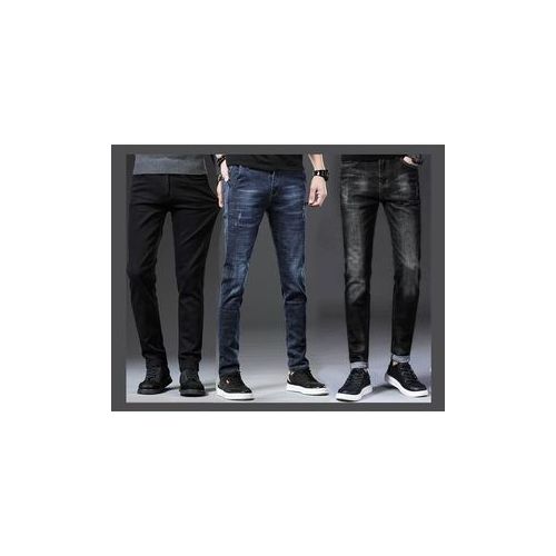 product_image_name-Fashion-3 In 1 Smart STOCK Jeans For Men- Black, Blue And Plain Black-1